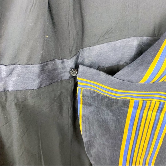 Honeypunch Lulus Black Striped Short Sleeve Ruffle Wrap Mini Dress Size Medium - Picture 9 of 13